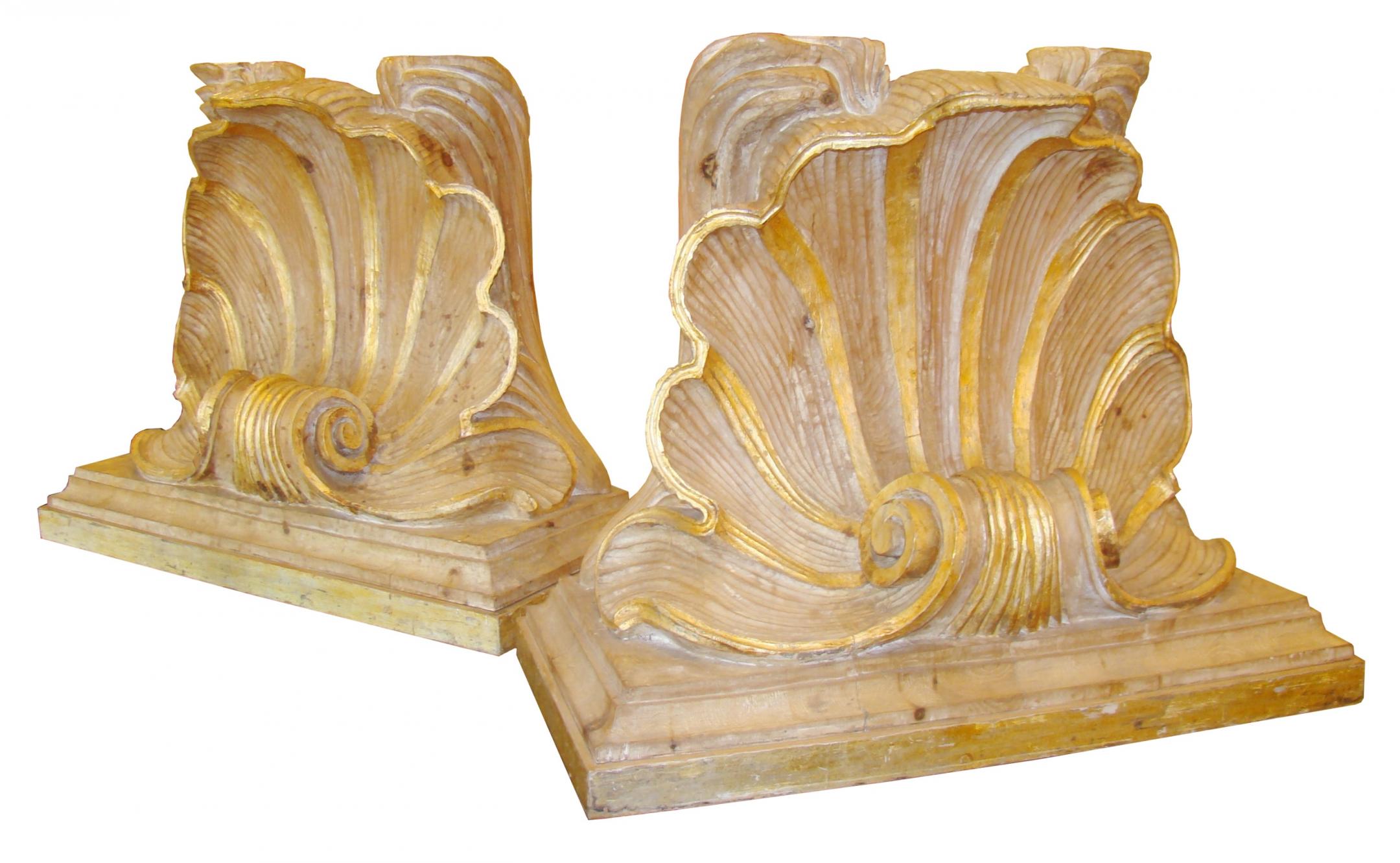Fabulous Carved Wood Shell Form Table Bases Modernism